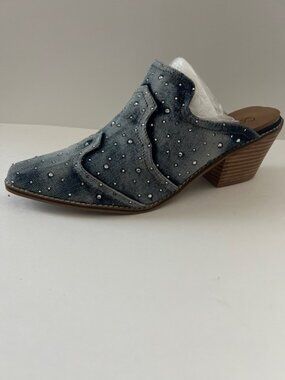 Corky's Tex Mex Denim Rhinestone Mule Heels Size 11 - NWOT in Box